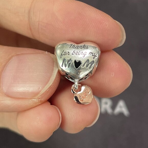 Pandora Thanks for Being My Mom Love You Mom Heart Charm - Picture 3 of 4